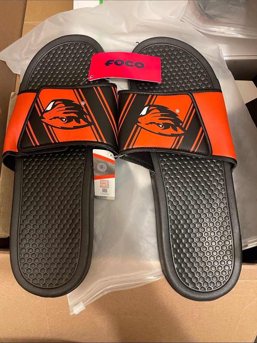 FOCO Men's Black & Orange Slide Sandals